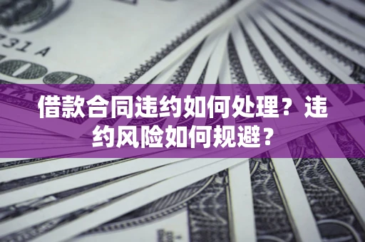 济南借款合同违约如何处理？违约风险如何规避？